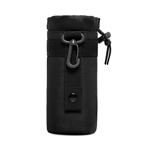Huntvp Taktisch Flaschenhalter Militär Trinkflasche Beutel Molle 1000D Nylon Kessel Wasserflaschenhalter Langlebig Bottlehalter Bottel Carrier Wasserdicht - Schwarz 550mL