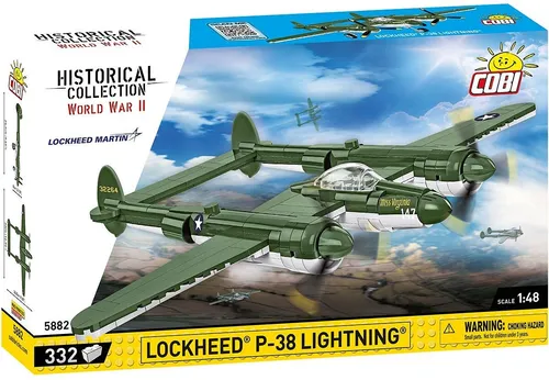 Cobi 5882 Lockheed P-38 Lightning - Konstruktionsspielzeug - Konstruktionsspielzeug für kreative Baumeister ab 3 Jahren, detailgetreue Nachbildung des legendären P-38 Lightning Flugzeugs.