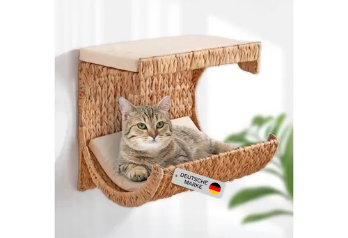 animal-design Katzen-Kletterwand NICKY - Katzenbett Wand aus Wasserhyazinthe - Kratzbaum: Elegante Katzenliege aus Wasserhyazinthe für eine natürliche Ästhetik. Die bequemen Kissen sorgen für entspannte Momente und sind leicht zu reinigen.