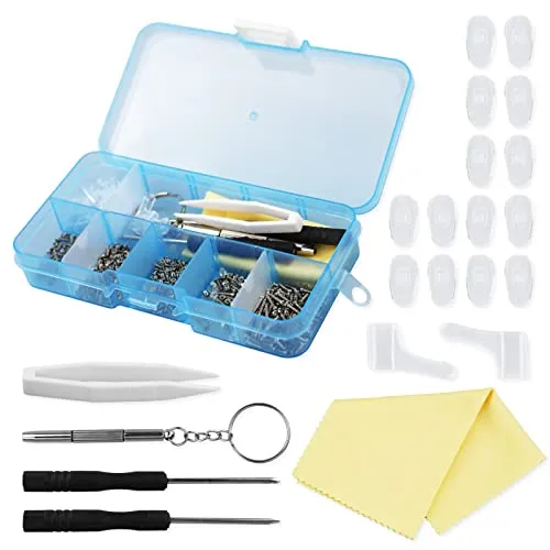 Brillenreparatur-Werkzeug-Set, Mini-Schraubendreher, Schrauben, Muttern, Silikon-Nasenpolster, Pinzette, Brillenputz-Set, 500 Stück