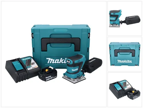 Makita Exzenterschleifer DBO 482 RM1J mit Akku 4,0 Ah - Kompakter Akku-Schwingschleifer mit 18 V für präzises Schleifen. Ideal für den professionellen Einsatz, inklusive 1 Akku für maximale Flexibilität.