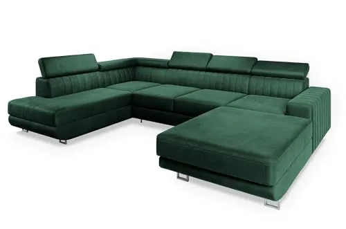 Masseno Ecksofa SIENA L-S mit Schlaffunktion - Modulares Ecksofa in U-Form mit praktischem Bettkasten und Schlaffunktion. Ideal für Gäste und sorgt für stilvolle Eleganz in Ihrem Wohnzimmer.