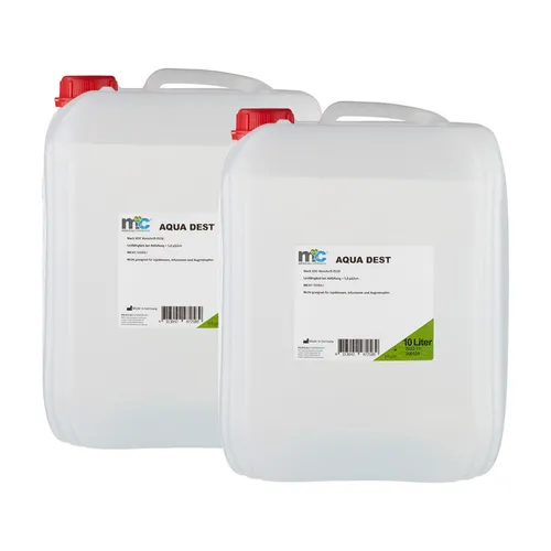 Liter Aqua Dest Destilliertes Wasser 20 L unsteril Medicalcorner24® 2 x 10