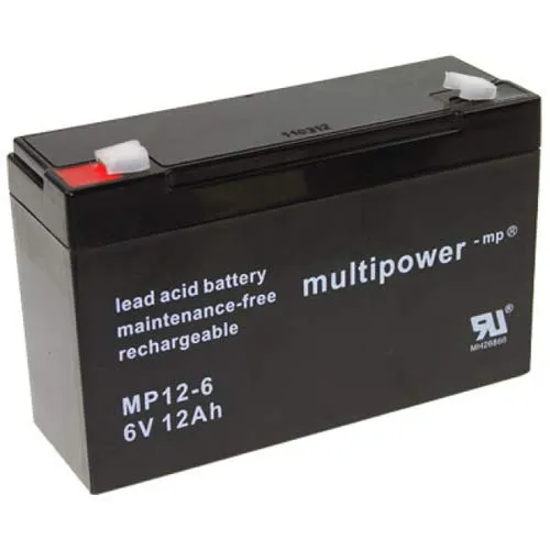 Multipower Bleiakku MP12-6 6,0 Volt 12 Ah mit 4,8mm Steckanschlüsse