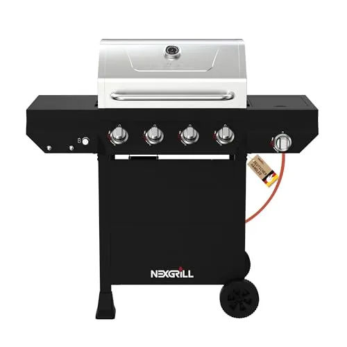 Nexgrill Classic 4B Gasgrill mit Seitenkochfeld - Standgrill mit 14,4 kW Gesamtleistung, Seitenbrenner und Even-Heat-System für gleichmäßige Hitzeverteilung – perfekt für Grillabende im Freien!