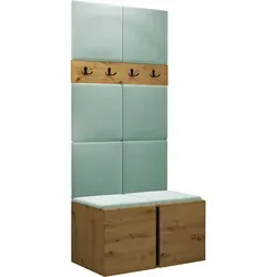 Mirjan24 Garderoben-Set Eiche Artisan Mintgrün, 84x186x46 cm