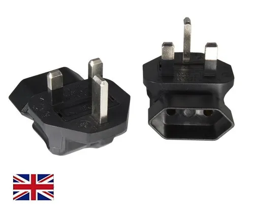 DINIC Reisestecker für England UK, 2-Pin Netzadapter gewinkelt