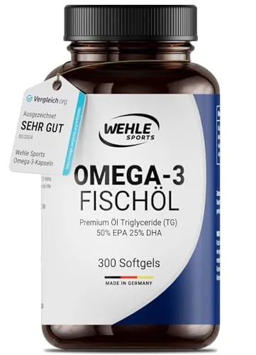 Omega 3 Kapseln hochdosiert - 300 Fischöl Kapseln mit 2000mg (1000mg EPA & 500mg DHA) pro Tagesdosis - Omega-3 Fettsäuren ohne Vitamin E - Aufwendig gereinigt und aus nachhaltigem Fischfang