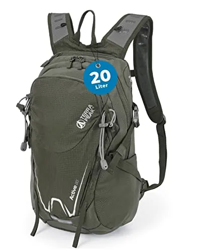 Terra Peak Sportrucksack Active 20, 20L - Vielseitiger Trekkingrucksack - Daypacks mit YKK Reißverschluss, ideal für Wandern, Radfahren und Klettern. Hohe Atmungsaktivität und Komfort durch optimales Rückenteil und Schultergurte.
