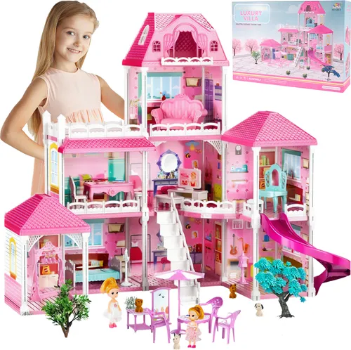 MalPlay XXL Ausklappbare Villa | Großes Puppenhaus mit Zubehör für Kinder ab 3 Jahren