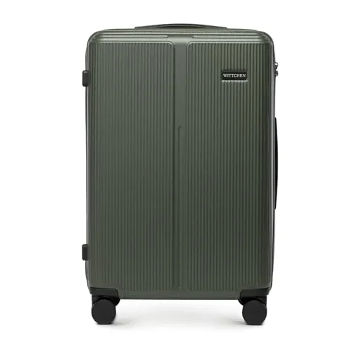 WITTCHEN Stripes Line Mittelgroßer Koffer 67,5 x 45 x 27 cm (L) | Hartschale Reisekoffer ABS, 65 l, 4 Rollen 360° | Für Lufthansa/Eurowings/Ryanair, zahlenschloss, teleskopgriff | Farbe: Khaki