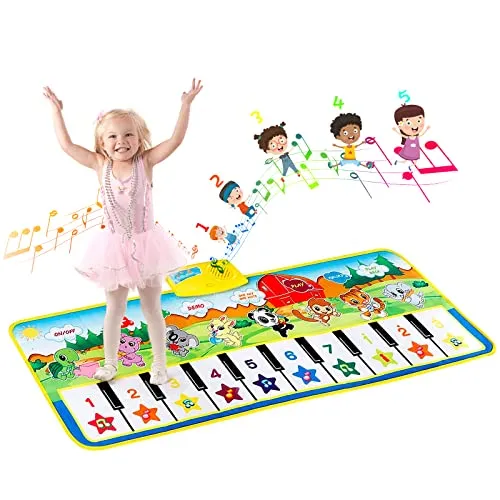 EXTSUD Klaviermatte,Musikmatte Kinder Geschenk für Jungen Mädchen Kleinkinder,Baby Spielzeug ab 1 Jahr Kindergeburtstag Geschenk,Klaviertastatur,Keyboard Tanzmatten,Kinderspielzeug ab 1 2 3 Jahre
