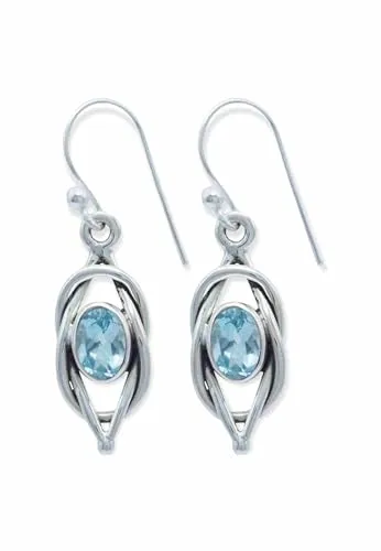 Ohrringe 925 Silber Blau Topas hellblauer Stein Edelstein Ohrhänger echt Silber Damen Sterling Silber Hänger Geschenk (MOH-142-62)