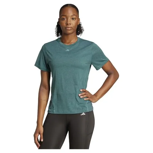 adidas Damen T-Shirt Größe L in Grün - Laufshirt mit atmungsaktivem Material und kühlendem Mesh-Einsatz für optimalen Komfort beim Training.