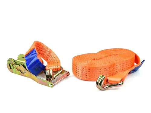 Preis-Zone Zurrgurt 16m 5T 50mm Gurt mit Ratsche und Haken, Orange, für viele Fahrzeugtypen