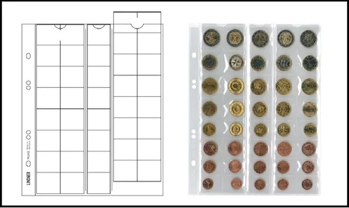 1-LINDNER-MU40-L-Multi-Collect-Münzhüllen-5x-Euro-Kursmünzensätze-KMS