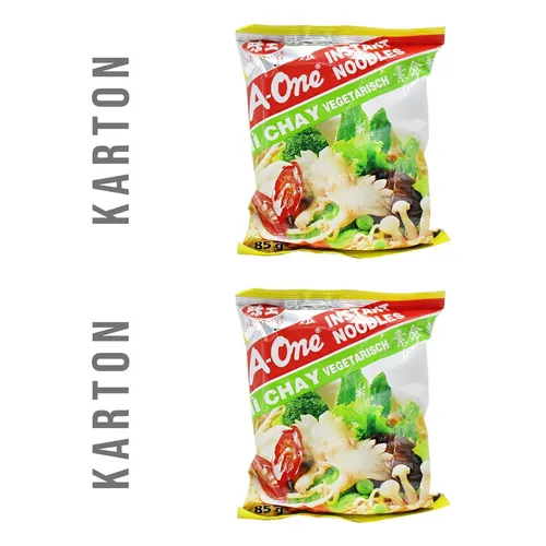 60erPack(60x85g) A-One Instantnudeln vegetarisch Geschmack Mi Chay Tütensuppe