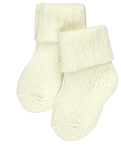 FALKE Unisex Baby Socken Flausch B So Wolle Baumwolle einfarbig 1 Paar, Weiß Off-White 2040, 74-80