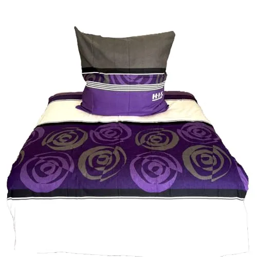 Hochwertige Biber Bettwäsche Set 2tlg, Baumwolle in Grafisch Lila Grau 155x220 - Bettwäsche-Sets aus hochwertiger Baumwolle, ideal für den Winter – warm und kuschelig für erholsame Nächte.