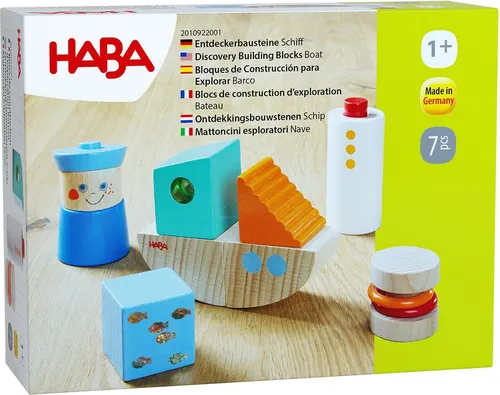 HABA Entdeckerbausteine Schiff - Holzspielzeug für kreative Abenteuer, fördert die Fantasie und motorischen Fähigkeiten von Kindern.
