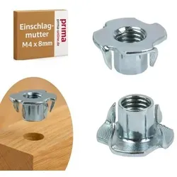 Einschlagmutter M4 x 8 mm verzinkt – 4 Einschlagspitzen – 50 Stück