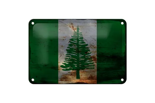 Blechschild Flagge Norfolkinsel 18x12 cm Flag Rost Deko Schild