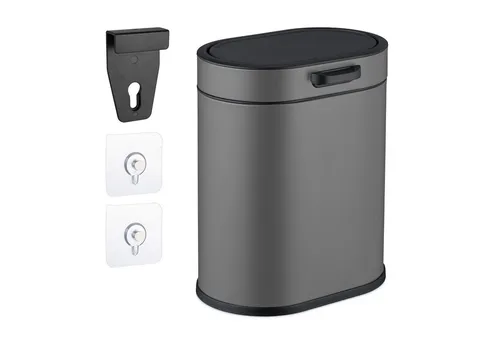 relaxdays Hängender Mülleimer 5 Liter - Praktischer 5-Liter Abfallbehälter für Küche, Bad oder Büro. Cleveres Design mit Push-Up Deckel und entnehmbarem Inneneimer für einfache Entleerung. Ideal zum Einhängen oder Anbringen an der Wand.