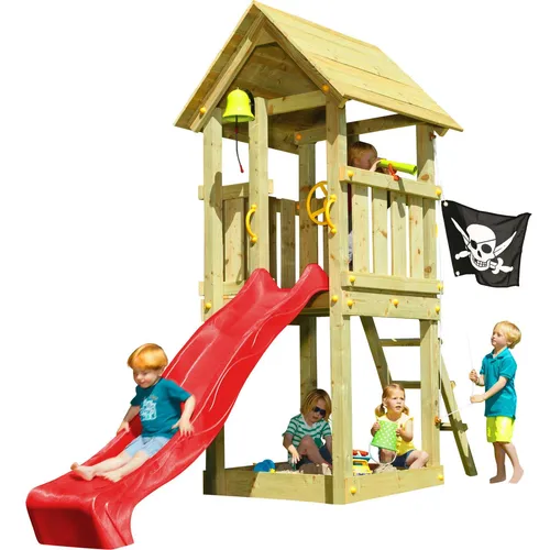 Spielturmking Spielturm KIOSK mit Rutsche - Rot 1,50 m DH264