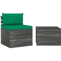 vidaXL 2-tlg. Garten-Sofagarnitur aus Kiefernholz mit Kissen - Grün - Rustikale Paletten-Lounge-Garnitur für Garten und Terrasse, inklusive komfortabler Kissen. Robuste Konstruktion aus massivem Kiefernholz, wartungsarm und vielseitig anpassbar für Ihre Bedürfnisse.