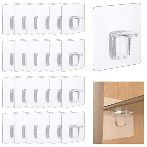 Stück Regalbodenträger, Selbstklebende Regalhalterung, Transparent Ohne Bohren Einlegeboden Halter, Selbstklebende Stützen für Einlegeboden, Kleiderschrank, Glashalter, Regalbretter 24