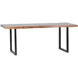 MiaMöbel Esstisch Vanaja 140x90 cm - Moderner Esstisch aus massivem Teakholz, einzigartiges Baumkantendesign mit markanten Maserungen, perfekt für 4-6 Personen und pflegeleicht dank lackierter Oberfläche.