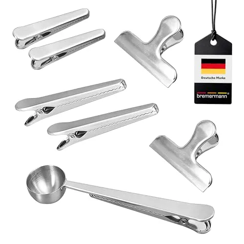 bremermann Verschlussklammern, Clipse, Maulklammern, Löffelklammer, Set, 7-TLG