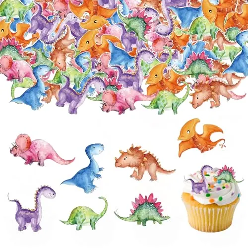 Dokeno 50 Stück Dinosaur Cupcake Toppers,Tortendeko Essbar,Dinosaurier Topper Dinosaur Tortendeko Geburtstag Dino Muffin Deko Dino Thema Geburtstagstorte Dekoration für Kinder Geburtstag Party