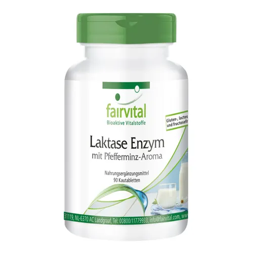Laktase Enzym - 90 Kautabletten für 3 Monate Minz-Aroma HOCHDOSIERT | fairvital