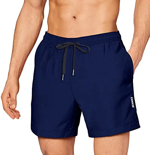 Badehose Herren Badeshorts Männer Bademode Boardshorts Schnelltrocknend Kurz Hose Schwimmhose mit Drawstring Strandhose Swim Shorts Surfen Wassersport Freizeit Reisen Summer Blau M