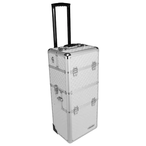 anndora 2 Rad Beauty Trolley 60 Liter - Salontrolley mit abnehmbarem Handkoffer, ideal für Friseure. Robuste Metallecken und leichtlaufende Skaterrollen bieten hohe Stabilität und Mobilität.