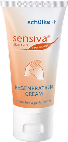 Schülke sensiva Regenerationscreme 50ml - Intensive Pflege für beanspruchte Haut, parfümfrei mit Panthenol für geschmeidige Hände