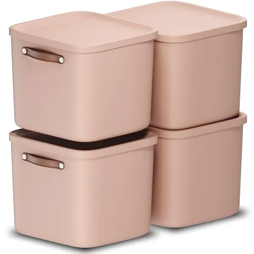 ROTHO Aufbewahrungsbox 4er-Set Maloja 40l - Vielseitige Aufbewahrungsboxen aus 97% recyceltem Kunststoff, ideal für ein durchdachtes Ordnungssystem. Ergonomische Griffe und 40 kg Traglast bieten Komfort und Stabilität.