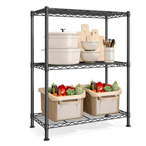 SONGMICS Standregal Metall, 3 Ebenen für Garage, 30 x 60 x 77 cm, schwarz - Praktisches Aufbewahrungsregal mit 3 verstellbaren Ablagen für individuellen Stauraum. Robuste Stahlkonstruktion und einfaches Stecksystem ermöglichen schnellen Aufbau und sicheren Halt in jedem Raum.