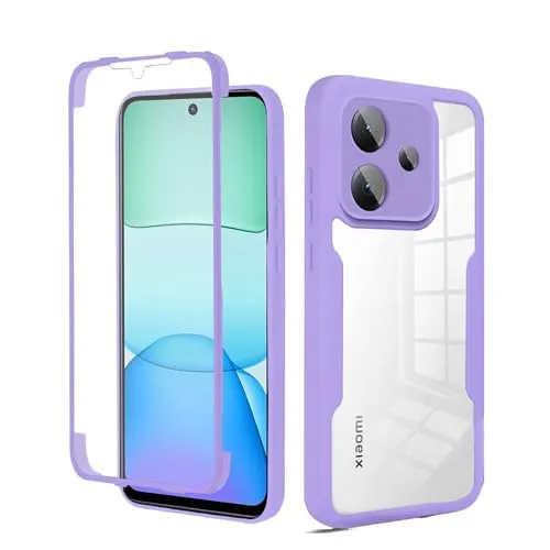 betterfon 360 Grad Hülle Kompatibel mit Xiaomi Redmi 13 | Handyhülle mit eingebautem Displayschutz für Redmi 13 | Lila