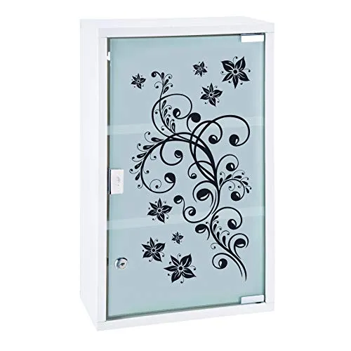 HI Medizinschrank Metall mit Glastür und Schloss - Sicherer Arzneimittelschrank in Weiß - Medizinschrank mit abschließbarem Glastür-Design, ideal für die sichere Aufbewahrung von Medikamenten. Kompakt und stilvoll, perfekt für Küche oder Bad.