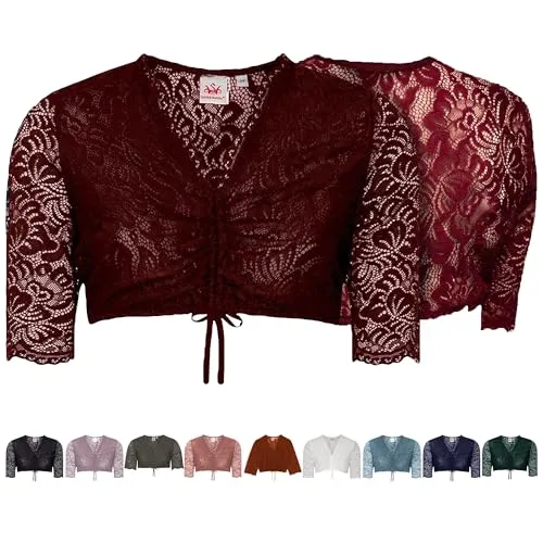 Spieth & Wensky Dirndlbluse Ansbach - V-Ausschnitt Kurzarm Bluse in Weinrot - Dirndlbluse für Damen mit schickem V-Ausschnitt und Raffung. Ideal für festliche Anlässe, perfekt kombinierbar mit verschiedenen Dirndlausschnitten.