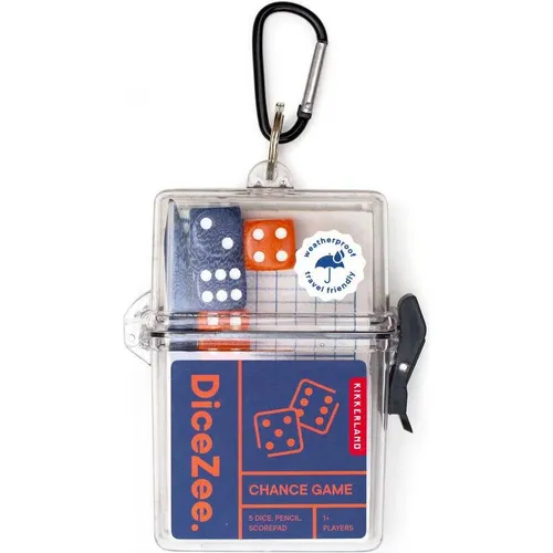 Dicezee Travel Game: Spaß für unterwegs - Gesellschaftsspiel für draußen, wasserdicht und tragbar. Perfekt für Abenteuer, inkl. 5 Würfeln, einem ewigen Bleistift und einem Punktescorepad.