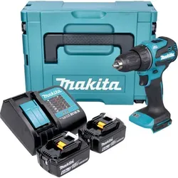 Makita DDF 490 SGJ Akku Bohrschrauber 18 V - Akkuschrauber mit 65 Nm Drehmoment, 2x 6,0 Ah Akkus und Ladegerät. Ideal für präzise Arbeiten dank stufenloser Geschwindigkeitsregelung und eXtreme Protection Technology (XPT) gegen Staub und Wasser.