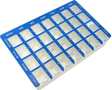 Tablettenbox 1 Woche 28 Fächer Schiebedeckel Inhalt: 1 St