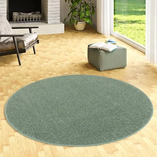Snapstyle Teppich Hochflor Shaggy Cottage Mintgrün Rund in 7 Größen