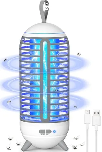 Insektenvernichter Elektrisch, 2500mAh Mückenlampe Campinglampe 2 IN 1, Mückenfalle USB Wiederaufladbare Fliegenfalle Tragbare Mückenschutz IP68 für Outdoor/Innen/Außen/Gärten