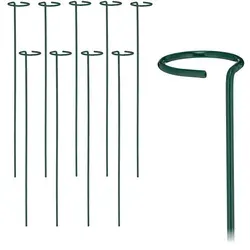 Relaxdays Pflanzstäbe aus Metall 10er Set Dunkelgrün