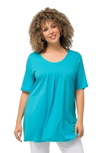 Ulla Popken, Damen, große Größen, T-Shirt, Zierfalten, A-Linie, Rundhals, Halbarm, Modal