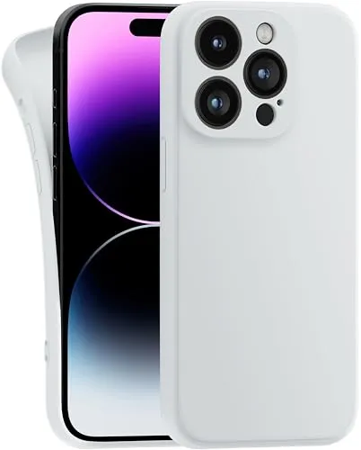 MyGadget Hülle Kompatibel mit iPhone 14 Pro - robuste Silikon Schutzhülle TPU Case Slim Silikonhülle - Back Cover Kratzfest Handyhülle - Matt Weiß